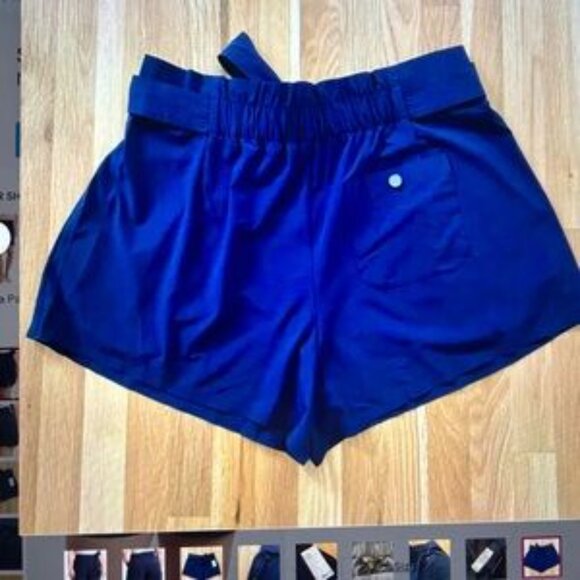 NEW ATHLETA Women's Skyline Shorts II Decorative Tie navy Blue Size 22 feather - Picture 5 of 5